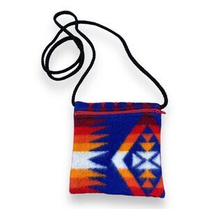 Colorful Southwestern Aztec Wool Small Zipper Crossbody Bag Purse 6” Square
